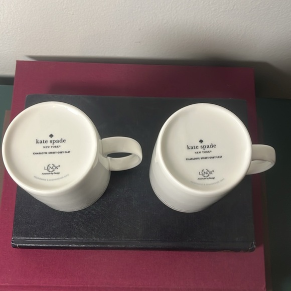 Kate Spade New York Lenox Charlotte Street Gray East Dots Pair of Mugs - Picture 5 of 6